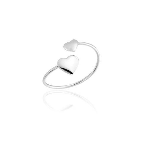 Anel Regulável Corações em Prata 925 no Atacado