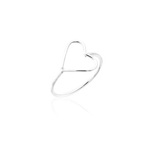 Anel Coração Vertical Vazado em Prata 925 no Atacado