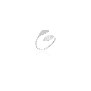 Anel Falange Regulável Folhas em Prata 925 no Atacado