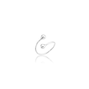 Anel Falange Regulável Bolinhas em Prata 925 no Atacado