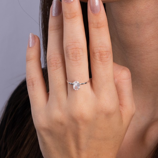 Anel Ponto de Luz Cristal em Prata 925 no Atacado