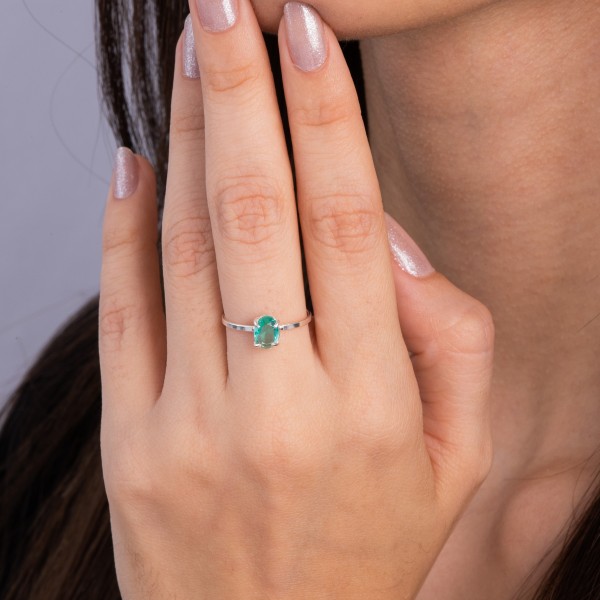 Anel Ponto de Luz Turmalina Paraíba em Prata 925 no Atacado