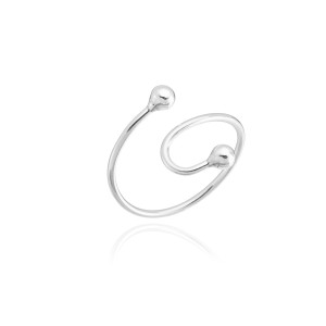 Anel Regulável Bolinhas em Prata 925 no Atacado