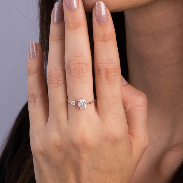 Anel Regulável Ponto de Luz em Prata 925 no Atacado 