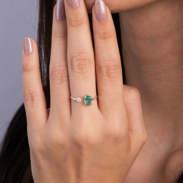 Anel Regulável Ponto de Luz  Turmalina Paraíba em Prata 925 no Atacado 