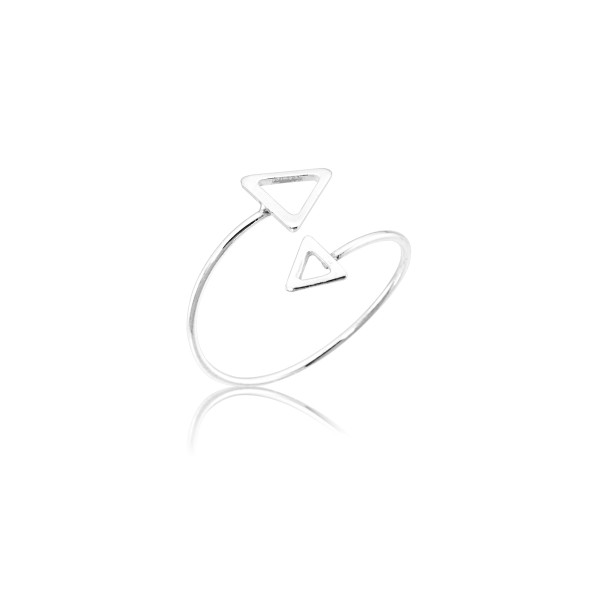 Anel Regulável Triângulos em Prata 925 no Atacado 