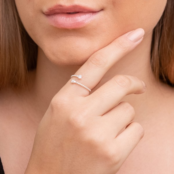 Anel Regulável Ponto de Luz em Prata 925 no Atacado 