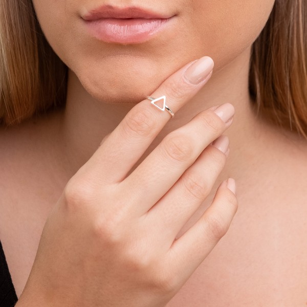 Anel Falange Triângulo em Prata 925 no Atacado