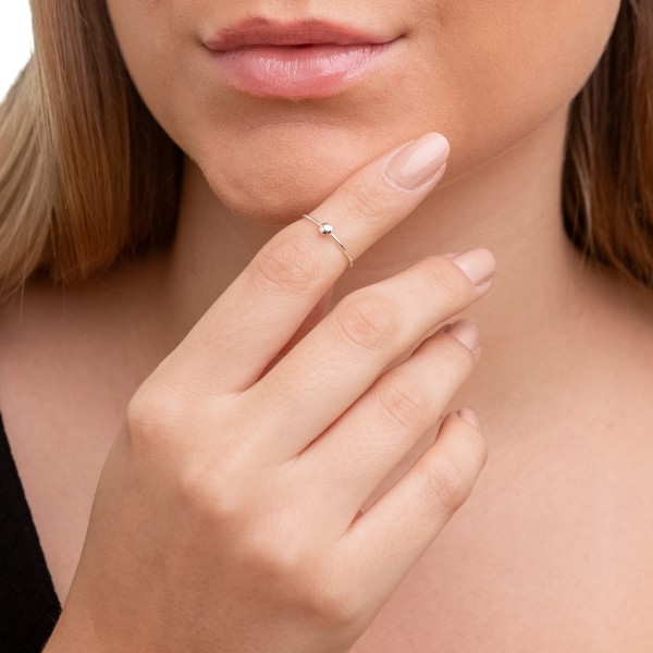 Anel Falange Meia Bola em Prata 925 no Atacado