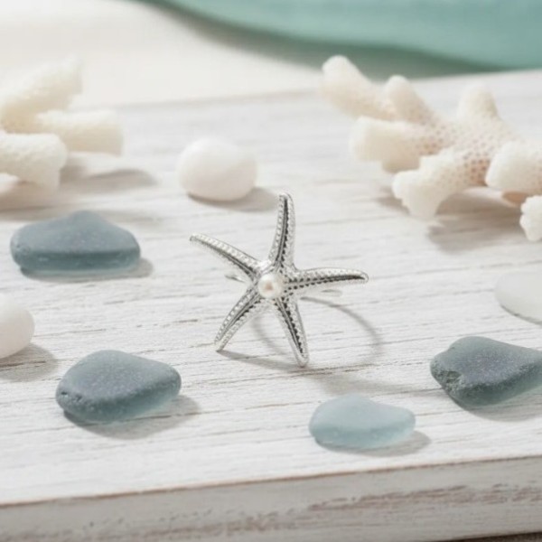 Anel Regulável Estrela do Mar em Prata 925 no Atacado 