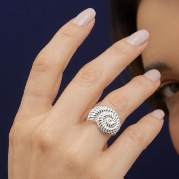 Anel Regulável Concha em Prata 925 no Atacado 