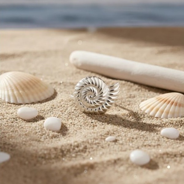 Anel Regulável Concha em Prata 925 no Atacado 