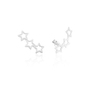 Brinco Ear Cuff Estrelas Vazadas em Prata 925 no Atacado