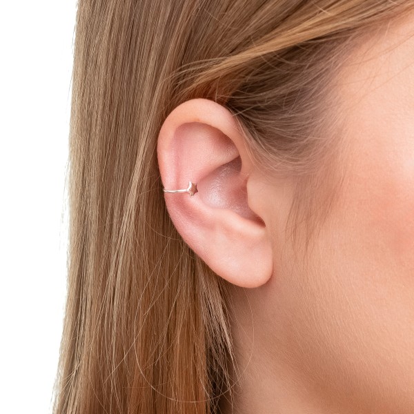 Brinco Piercing Fake Estrela em Prata 925 no Atacado