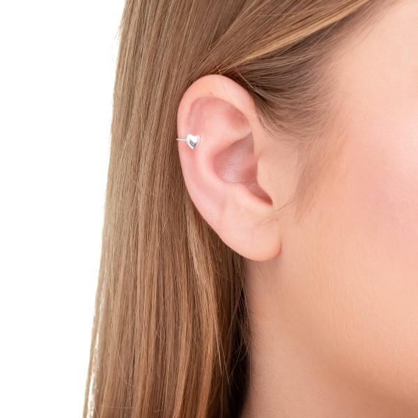 Brinco Piercing Fake Coração em Prata 925 no Atacado