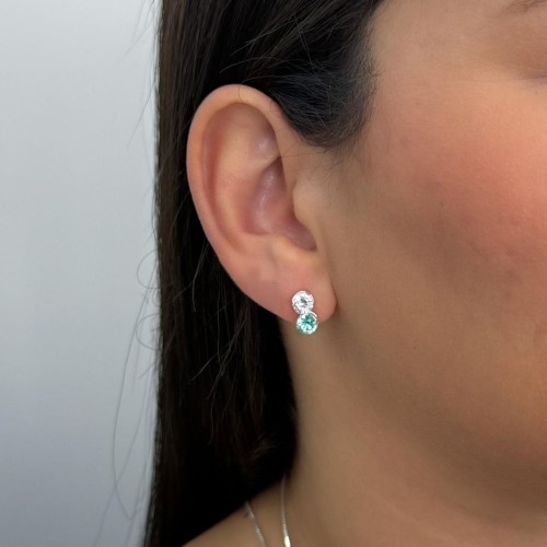 Brinco Cristal e Turmalina Paraíba em Prata 925 no Atacado
