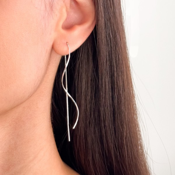 Brinco Fio e Corrente de Prata 925 no Atacado