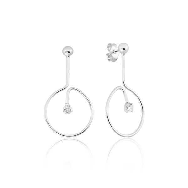 Brinco Assimétrico com Ponto de Luz em Prata 925 no Atacado