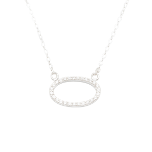 Colar Oval Cravejado em Prata 925 no Atacado