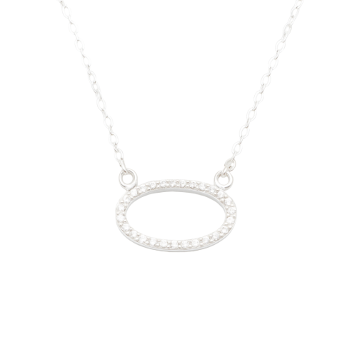 Colar Oval Cravejado em Prata 925 no Atacado