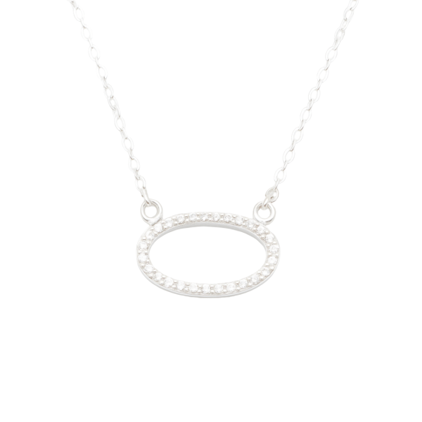 Colar Oval Cravejado em Prata 925 no Atacado