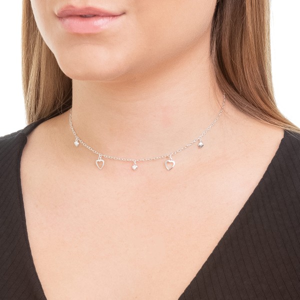 Choker Corações em Prata 925 no Atacado