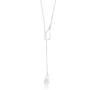 Colar Gota Cristal Gravatinha em Prata 925 no Atacado