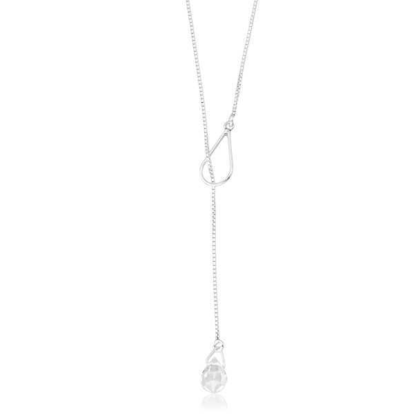 Colar Gota Cristal Gravatinha em Prata 925 no Atacado