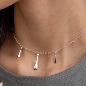 Colar Choker Gotas em Prata 925 no Atacado
