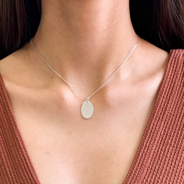 Pingente Placa Oval em Prata 925 no Atacado