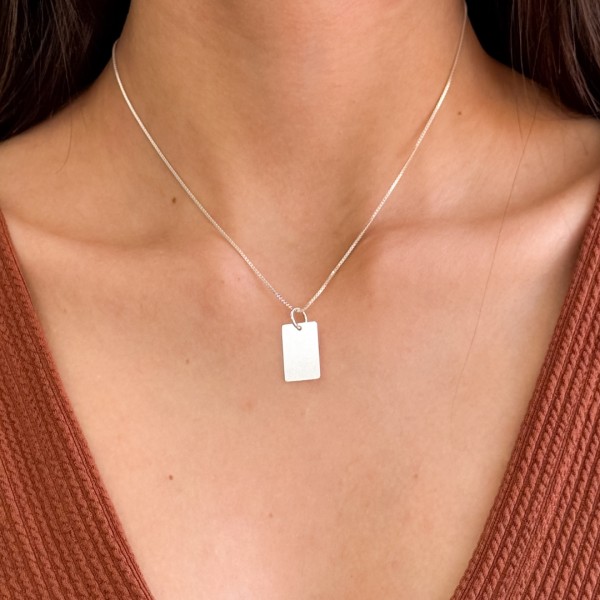 Pingente Placa Retangular em Prata 925 no Atacado