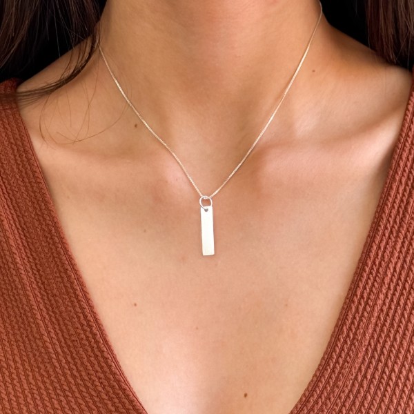Pingente Placa Retangular em Prata 925 no Atacado