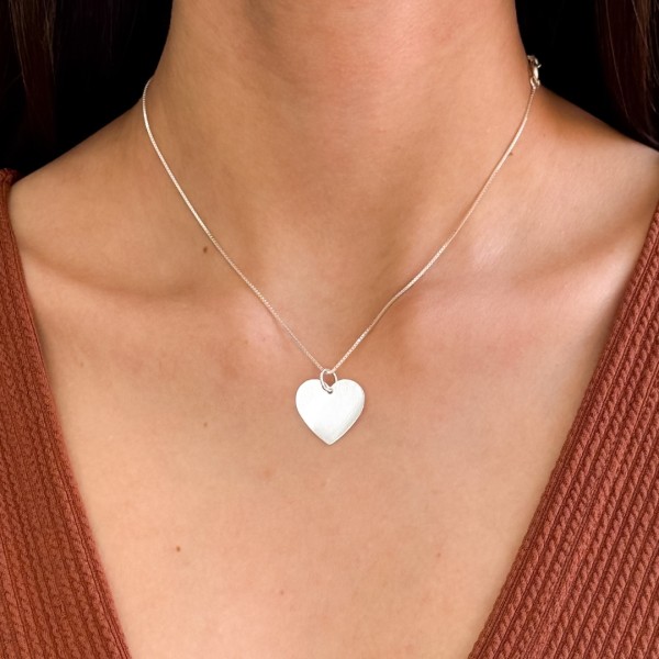 Pingente Placa Coração em Prata 925 no Atacado