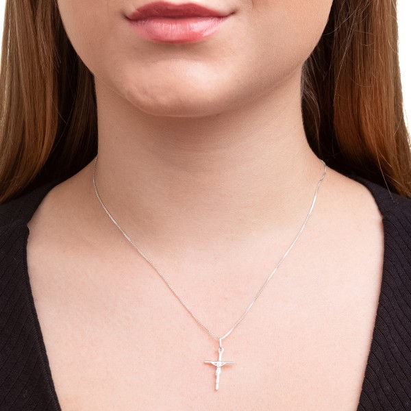 Pingente Cruz com Cristo em Prata 925 no Atacado