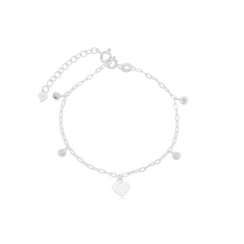 Pulseira Coração com Ponto de Luz em Prata 925 no Atacado