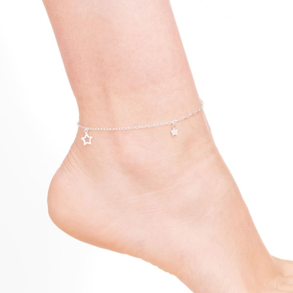 Tornozeleira Estrelas em Prata 925 no Atacado